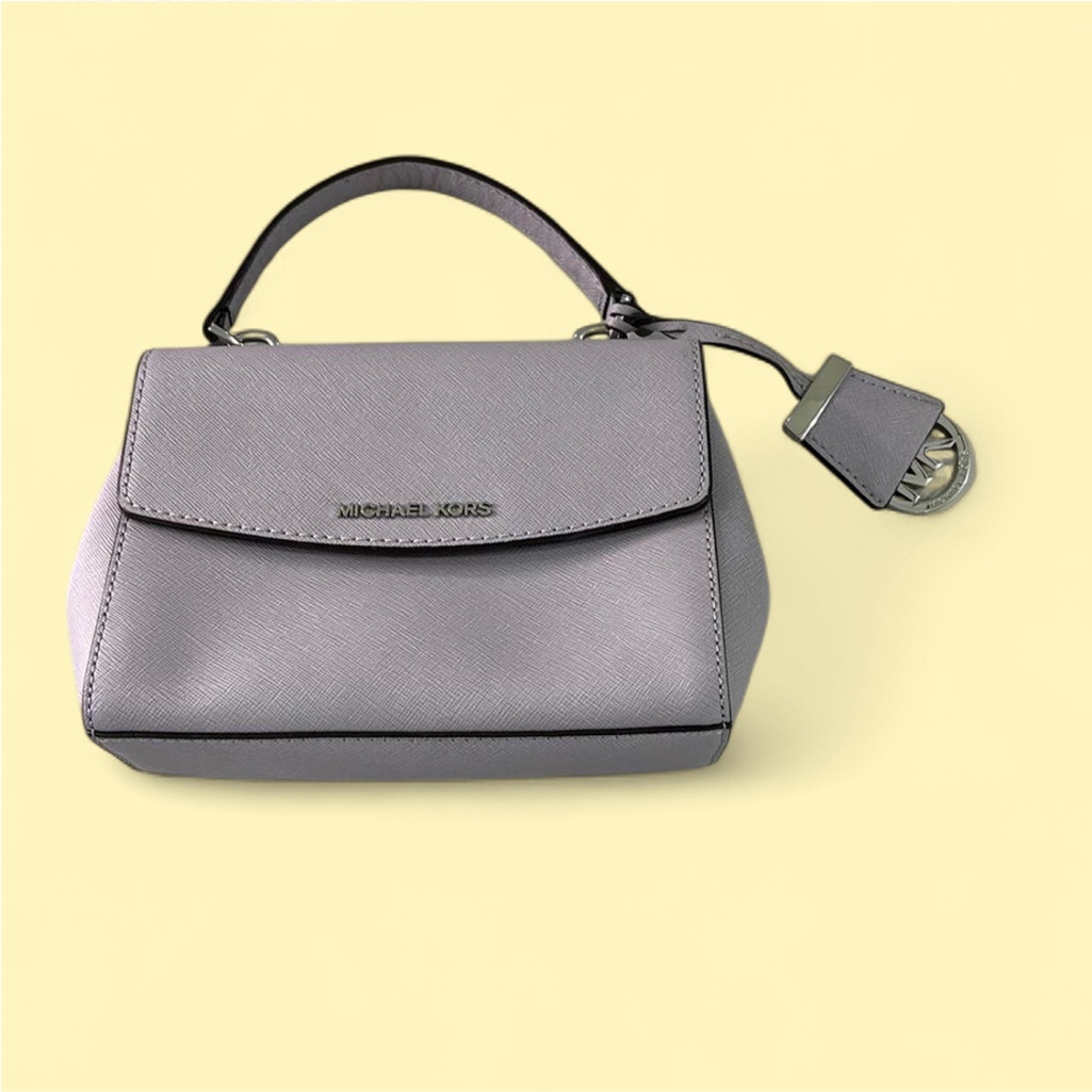 Michael Kors Purple Satchel With Structured Design And Silver Hardware